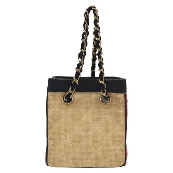 CHANEL Matelasse Chain Hand Bag Raffia Orange Gold CC Auth 130503 - Picture 2 of 15